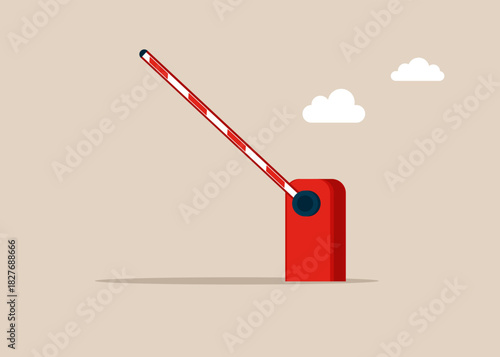 Barrier has opened for passage. New road and opportunity. Vector flat illustration