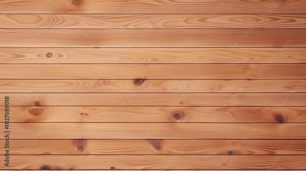 Fototapeta premium Smooth, light-colored wooden planks arranged horizontally, showcasing natural grain patterns and knots for a warm, rustic aesthetic.