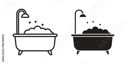 Bath icons Concepts. black solid and line stroke designs for web and app use