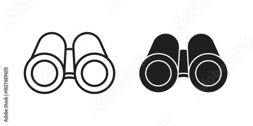 Binoculars icons Concepts. black solid and line stroke designs for web and app use