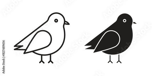 Bird icons Concepts. black solid and line stroke designs for web and app use