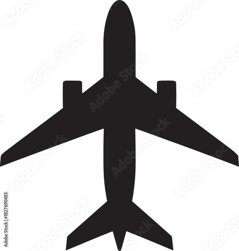 Modern Airplane Top View Silhouette Vector – Minimal Sharp-Edge Aircraft Design