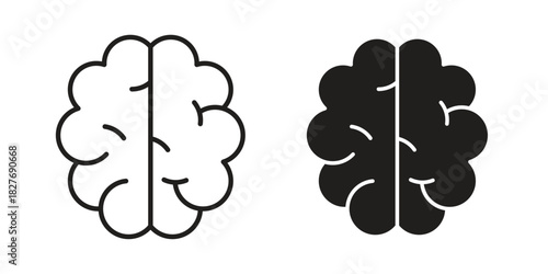 Brain icons Concepts. black solid and line stroke designs for web and app use
