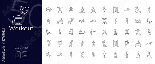 Workout Line Editable Icons set