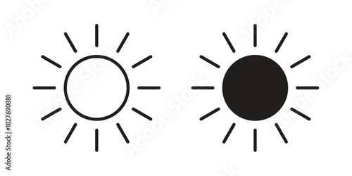 Brightness icons Concepts. black solid and line stroke designs for web and app use