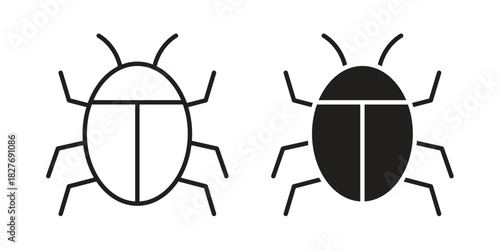 Bugs icons Concepts. black solid and line stroke designs for web and app use