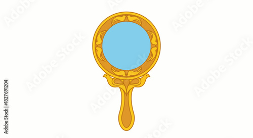 Oxum Mirror Symbol Vector Afro-Brazilian Religion Orixa Beauty Gold Hand Mirror
