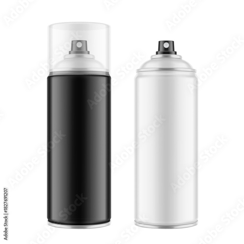 Aerosol spray can mockup. Vector illustration isolated on white background. Easy to use for presentation your product, idea, design. EPS10.