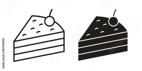 Cake-slice icons Concepts. black solid and line stroke designs for web and app use
