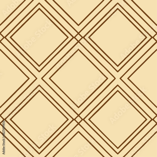 Seamless Elegant Art Deco Geometric Diamond Pattern Retro Beige Brown Wallpaper