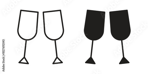Champagne Glass icons Concepts. black solid and line stroke designs for web and app use
