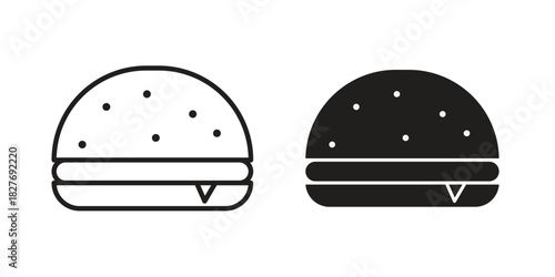 Cheese burger icons Concepts. black solid and line stroke designs for web and app use