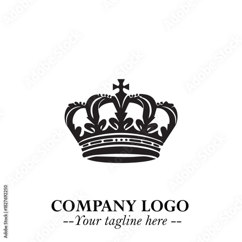 Elegant Black Crown Logo Symbol on a Clean White Background for Premium Branding Design