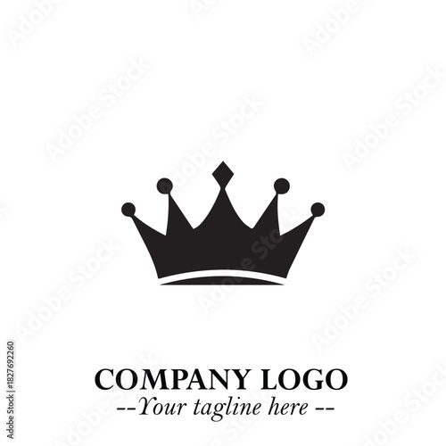 Elegant Black Crown Logo Symbol on a Clean White Background for Premium Branding Design