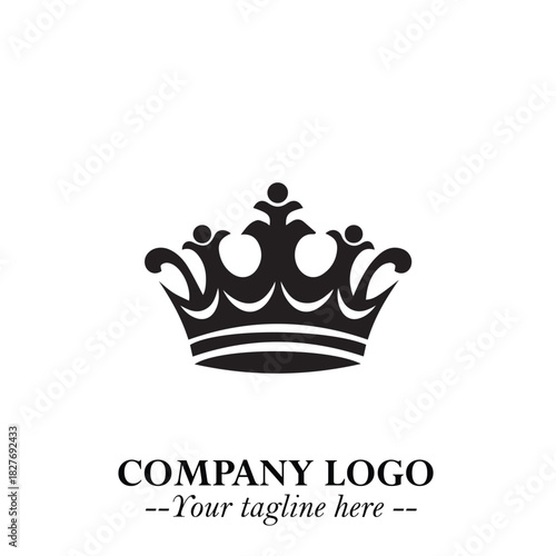 Elegant Black Crown Logo Symbol on a Clean White Background for Premium Branding Design