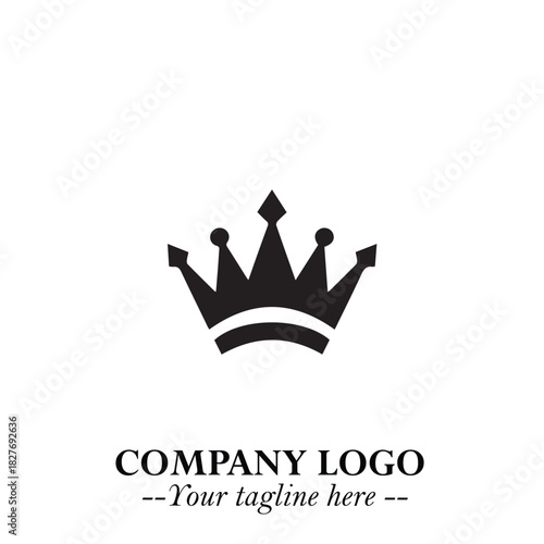Elegant Black Crown Logo Symbol on a Clean White Background for Premium Branding Design