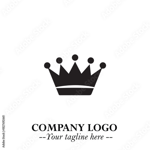 Elegant Black Crown Logo Symbol on a Clean White Background for Premium Branding Design