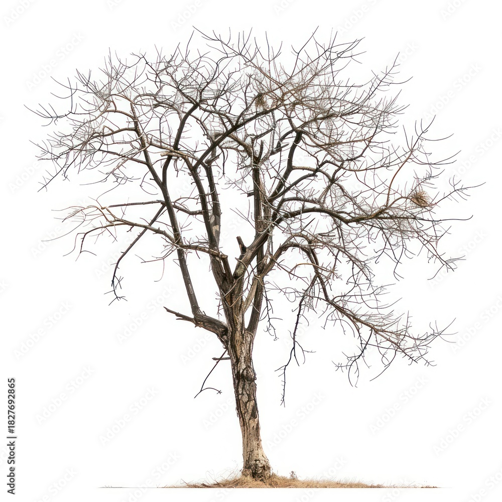Fototapeta premium Leafless tree on white background