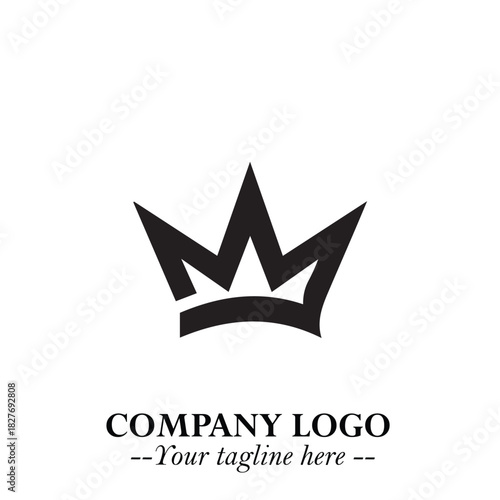 Elegant Black Crown Logo Symbol on a Clean White Background for Premium Branding Design