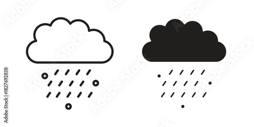 Cloud hail icons Concepts. black solid and line stroke designs for web and app use