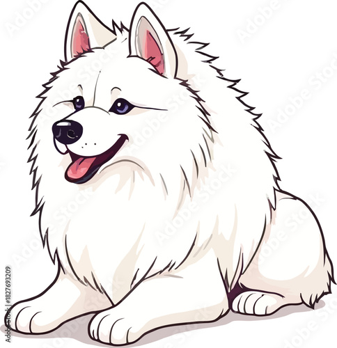 Cute cartoon a illustrator vector Samoyed