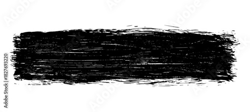 Black roller texture isolated on white background. Ink linocut. Black friday sale banner background. Grunge brush stroke. Hand-drawn artistic element with textured edges. Vector illustration, EPS 10.
