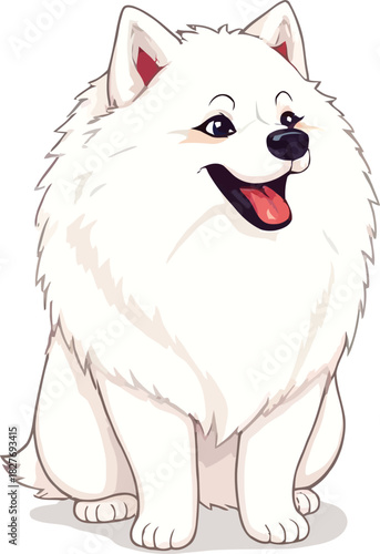 Cute cartoon a illustrator vector Samoyed
