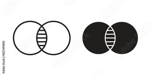 Diagram venn icons Concepts. black solid and line stroke designs for web and app use