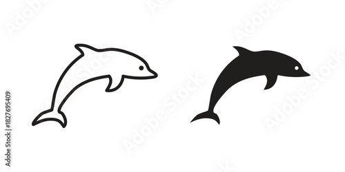 Dolphin icons Concepts. black solid and line stroke designs for web and app use
