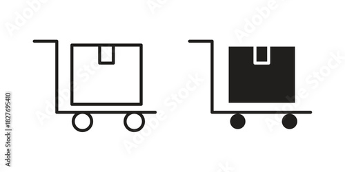 Dolly flatbed icons Concepts. black solid and line stroke designs for web and app use
