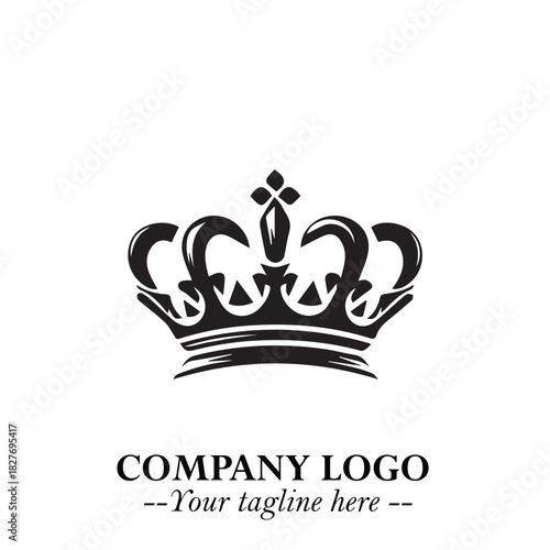 Elegant Black Crown Logo Symbol on a Clean White Background for Premium Branding Design