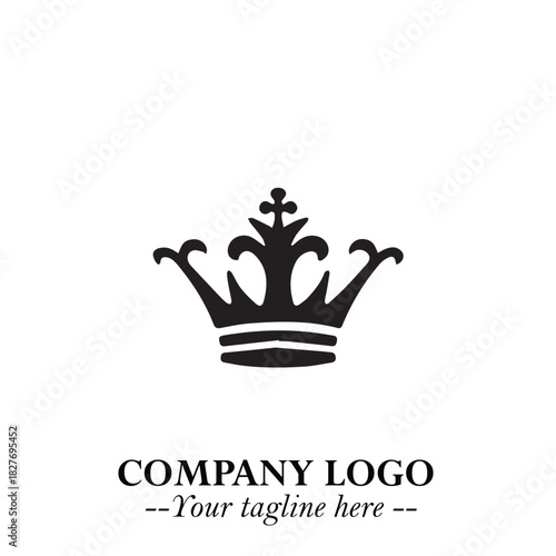 Elegant Black Crown Logo Symbol on a Clean White Background for Premium Branding Design