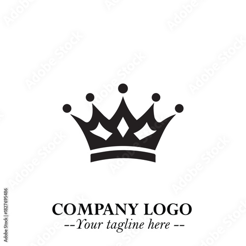 Elegant Black Crown Logo Symbol on a Clean White Background for Premium Branding Design