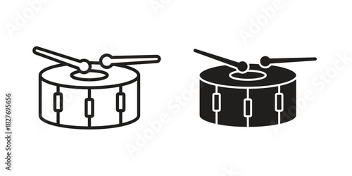 Drum icons Concepts. black solid and line stroke designs for web and app use