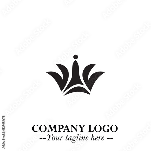 Elegant Black Crown Logo Symbol on a Clean White Background for Premium Branding Design