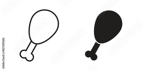 Drumstick bite icons Concepts. black solid and line stroke designs for web and app use