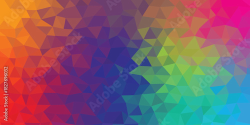 Vibrant Low Poly Abstract Background with Multicolor Gradient Geometric Pattern