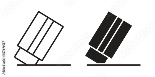 Eraser icons Concepts. black solid and line stroke designs for web and app use