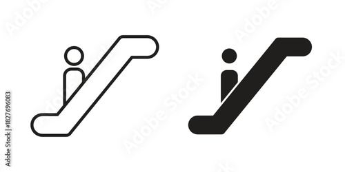 Escalator icons Concepts. black solid and line stroke designs for web and app use