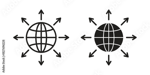 External world icons Concepts. black solid and line stroke designs for web and app use