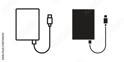 External hard drive icons Concepts. black solid and line stroke designs for web and app use