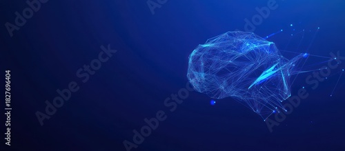 Abstract digital brain on a blue background representing technology