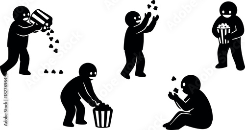 Silhouette People Throwing Trash in Bin Vector Illustration for Clean Environment Awareness and Waste Disposal Concept