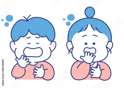 子ども　表情　イラスト　男女　眠い　ポーズ