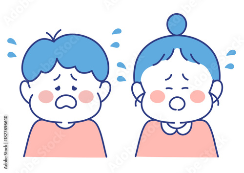 子ども　表情　イラスト　男女　泣き喚く　ポーズ