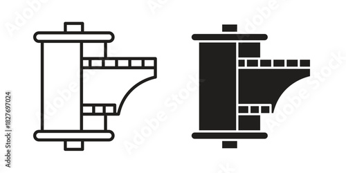 Film canister icons Concepts. black solid and line stroke designs for web and app use