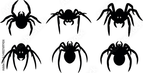 Spider silhouettes vector black spider icons simple spider shapes isolated on white background