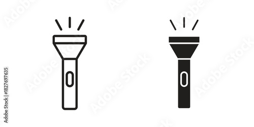 Flashlight icons Concepts. black solid and line stroke designs for web and app use
