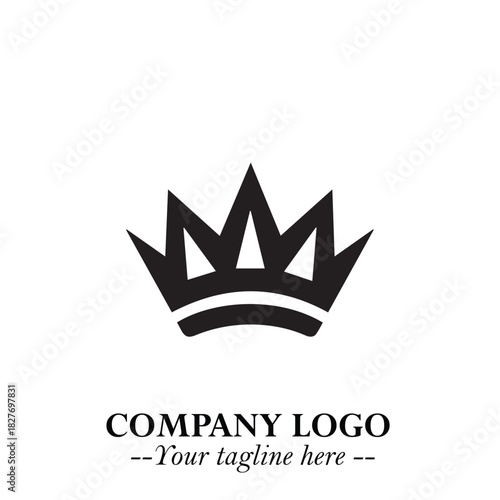 Elegant Black Crown Logo Symbol on a Clean White Background for Premium Branding Design