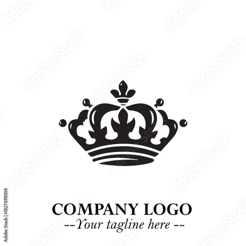 Elegant Black Crown Logo Symbol on a Clean White Background for Premium Branding Design